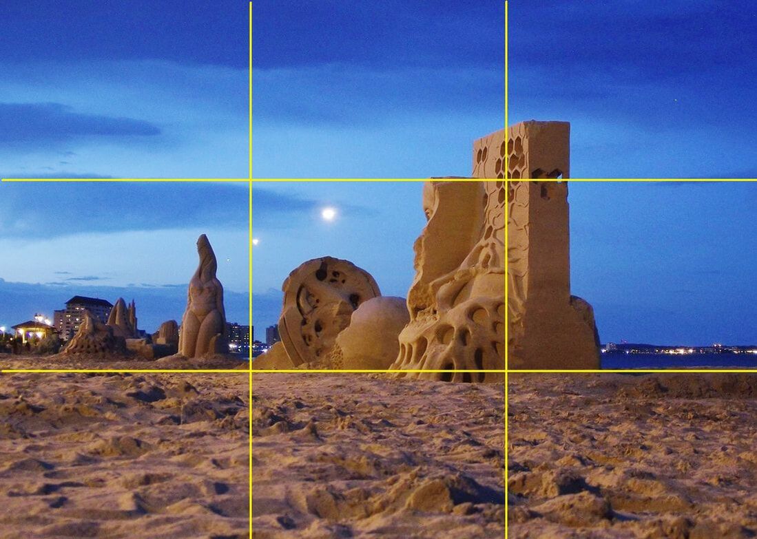 Rule of thirds Picture composed using  Gridlines 