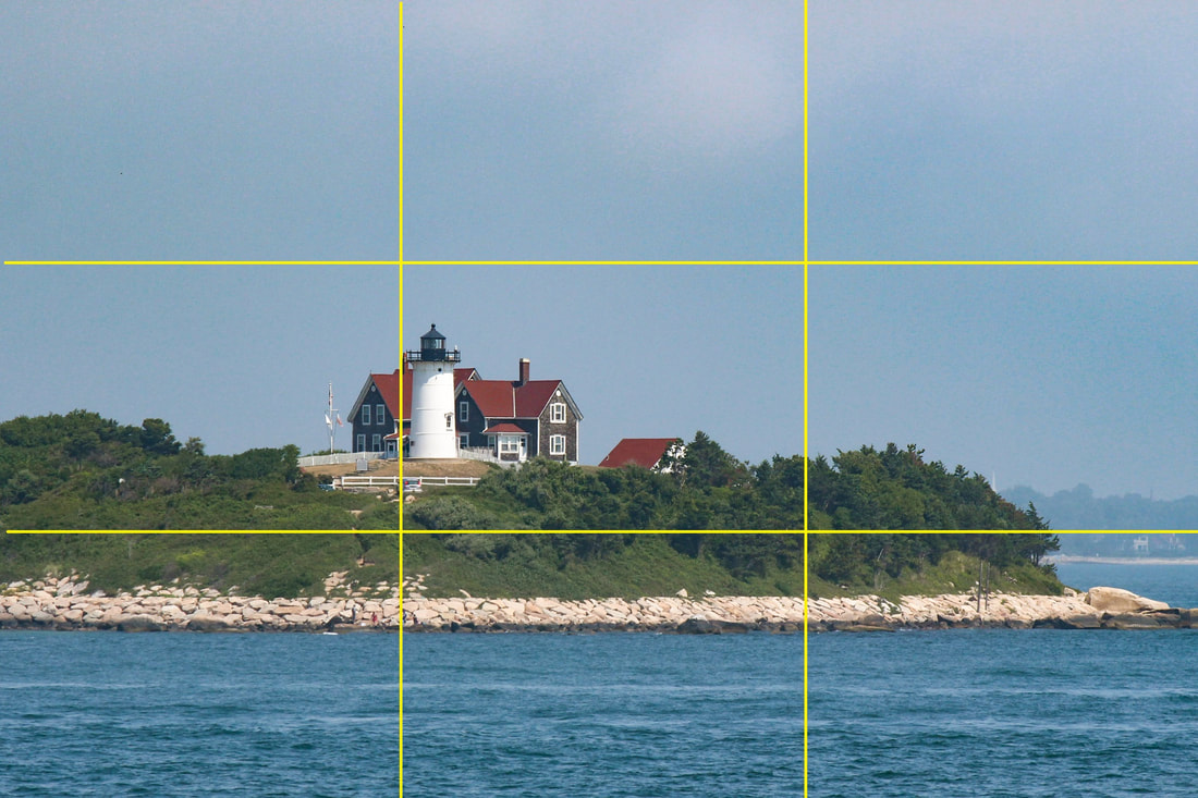 Picture with gridlines showing rule of thirds
